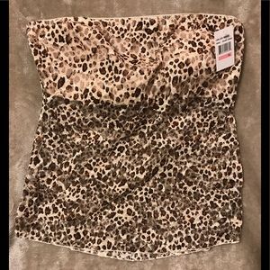 Long Lace Bandeau Brown Animal Print NWT